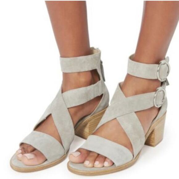 RAG & BONE Mari Block Heel Sandal Gray/Taupe Zipper & Buckle Size 39.5 US 9.5 - Picture 15 of 16
